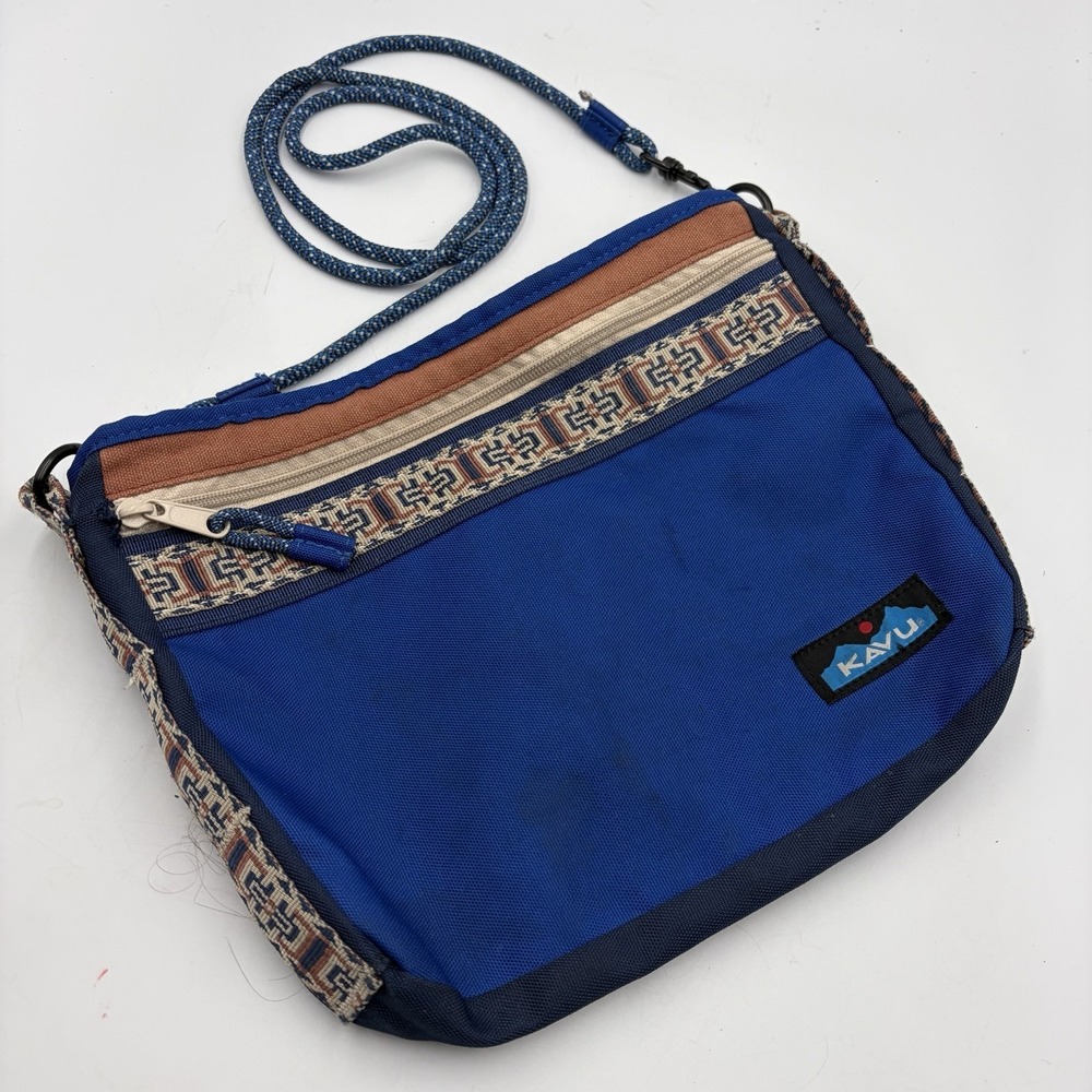 KAVU Kachemak Keeper Crossbody Bag Lightweight Adjustable Rope‎ Strap Rare Blue